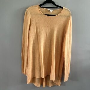 Eileen Fisher Long Sleeve‎ Sweater 100% Linen Soft Peach Size L